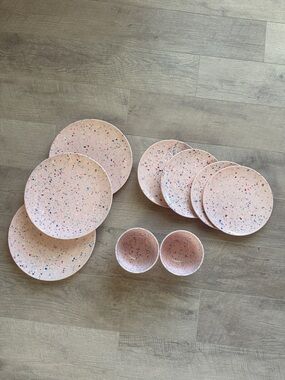 ZAK! Designs Speckled Confetti Plate and Bowl Set